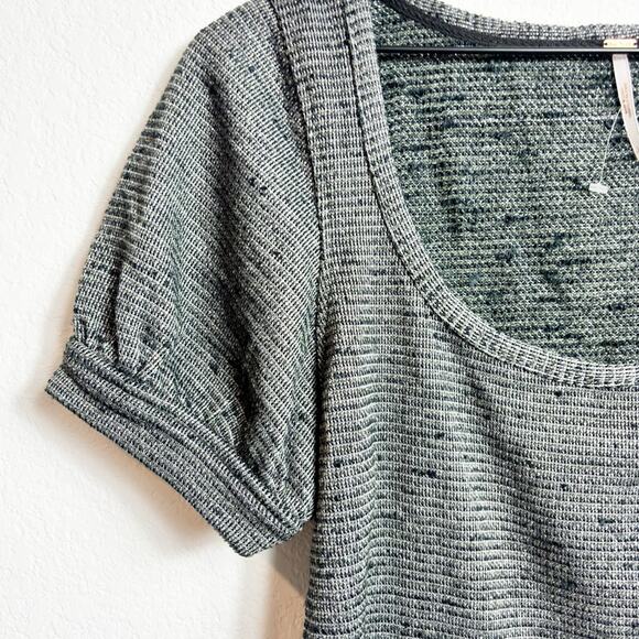 FREE PEOPLE BLACK NOIR WOMEN'S SHORT SLEEVE BLOUSE SIZE LARGE NEW - Picture 3 of 6